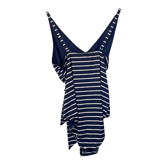 Vineyard Vines Navy & White Striped One Piece Swimsuit 2X Beach Nautical Coastal - Picture 2 of 6
